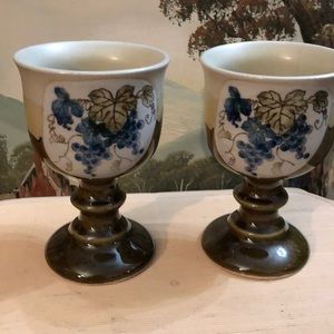 Vintage set of 2 ceramic goblets